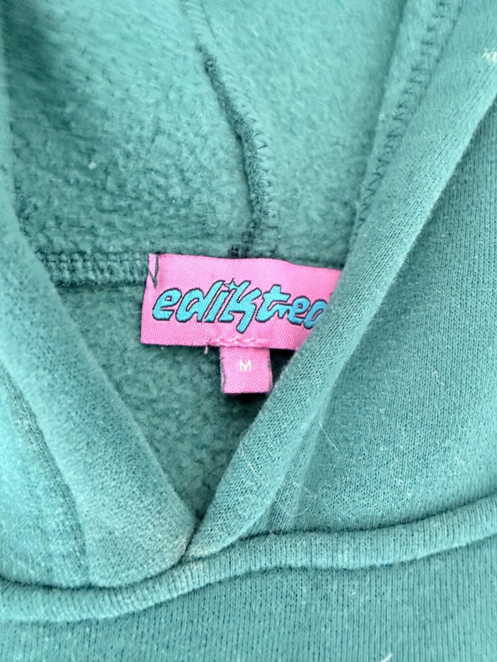 Edikted Sports Forest Green Oversized Hoodie Pink Pullover Sweatshirt Sz Medium - Picture 4 of 5